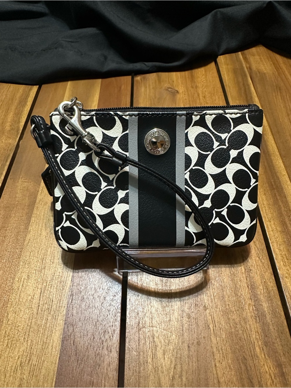 Coach Black and White Signature Wristlet